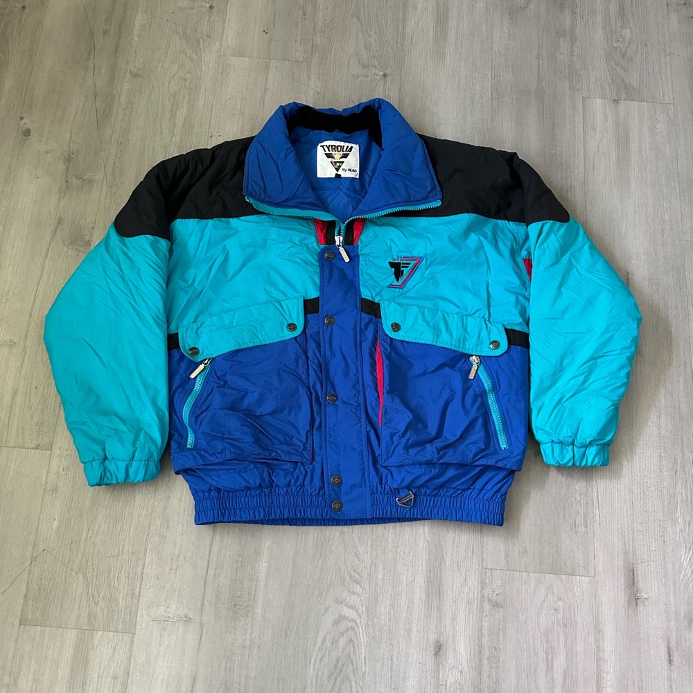 Vintage Tyrolia by Head Colorblock Goose Down Snow Ski Puffer Jacket Size L